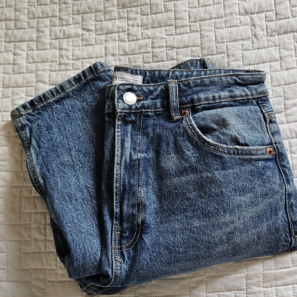 ZARA Medium Wash High Waisted Jeans